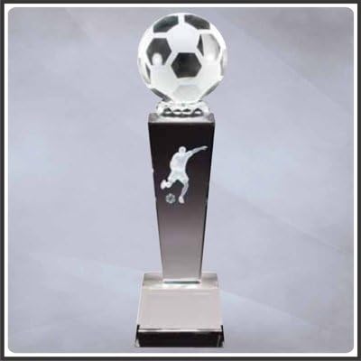 Male Soccer Sports Crystal 8.75" Trophy with 4 Lines of Custom Text