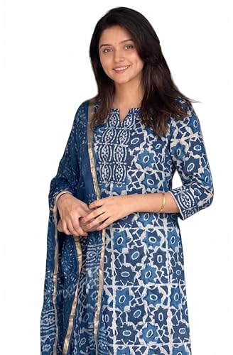 Image of KLOSIA Women's Printed Straight Kurta and Pant with Dupatta Set