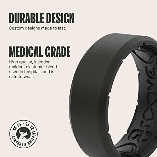 groove life edge silicone ring - breathable rubber wedding rings for men unique design comfort fit ring