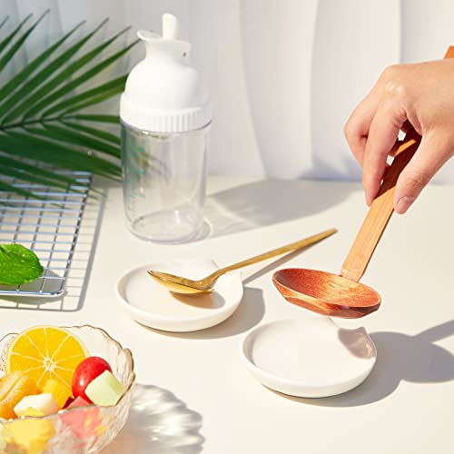 Image of Irenare 1 Pcs Ceramic Spoon Rest for Stove Top, 3.74 Inch Porcelain Spoon Holder, Coffee Utensil Rest Heat Resistant Dishwasher Safe for Home Kitchen Accessories Gift(White)
