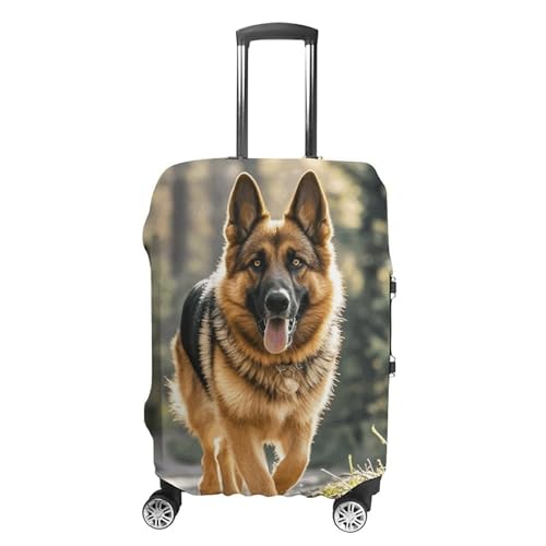 Running German Shepherd Dog Elastic Luggage Cover Suitcase Protector for 19-32 Inch Suitcases | Universal Stretchable Travel Bag Cover | Anti-Scratch, Washable with Zipper Closure S