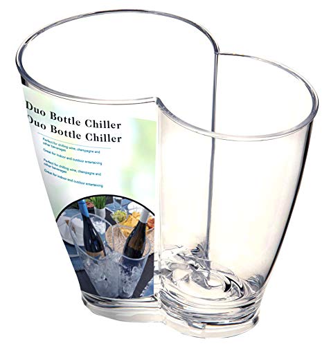Summer at the Shore Duo Bottle Chiller, Double Bucket Ice Cooler for Wine and Champagne, Sturdy Acrylic Beverage Holder, Great for Indoor and Outdoor Entertaining, Clear