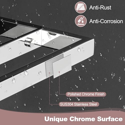 SAYAYO Towel Rail Hand Towel Holder for Bathroom Self Adhesive & Screw Towel Ring SUS304 Stainless Steel 30CM Wall Mounted No Drilling, Polished Chrome