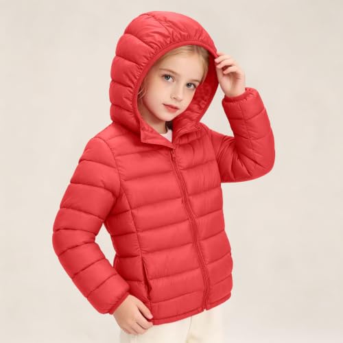 Girls Winter Jackets Girls Winter Coat with Hood Warm Lightweight Puffer Quilted Jacket for Kids Ropa para Niñas De 11 Años Ropa para Niñas De 10 Años Red 5-6Years - image 9