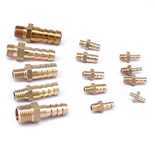 10PCS Hose Barb I/D 10mm x M10x1.5mm Metric Male Thread Brass Coupler Splicer Connector Fitting for Fuel Gas Water
