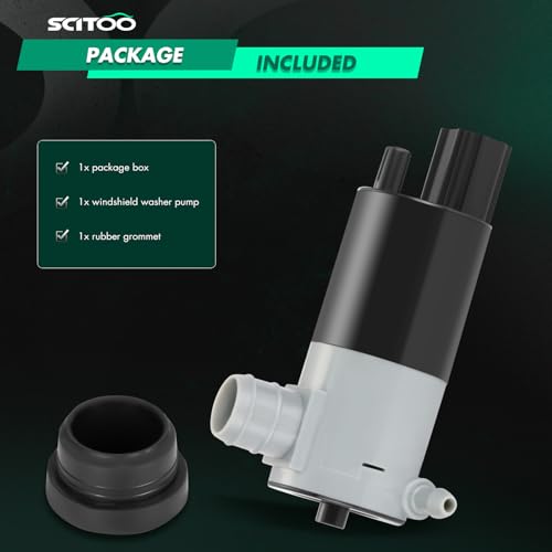 Image of SCITOO Windshield Washer Pump Fits For 2008-2017 for Ford Taurus, Replacement OE# 5103452AA,55077241AB, 2 - Pin | Direct fit for 2015-2017 For Ford For F-150|2013-2017 For Ford For Fusion|Replaces OE 5103452AA,55077241AB|With Grommet