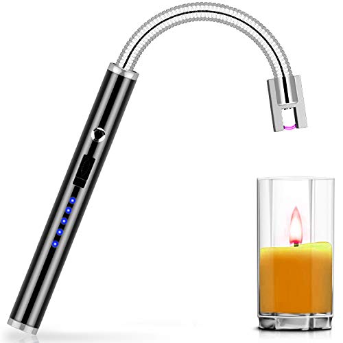 Candle lighter Electric Arc Lighter with Longer 360°Flexible Neck Rechargeable Battery LED Indicator
