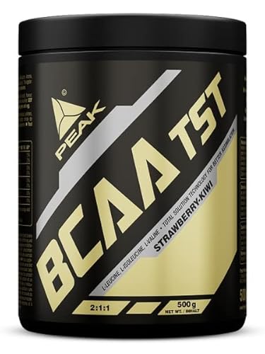 PEAK BCAA - TS-Technology - 500g Geschmack Strawberry Kiwi I 38 Portionen I Pulver I verzweigtkettige Aminosäuren I 2:1:1 (Leucin : Isoleucin : Valin) I schnelle Resorption I vegan