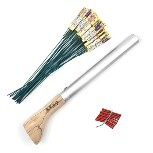 【燕三条製】村の鍛冶屋 爆竹用 熊おどし アルミ 樫柄 (熊おどしロングパイプ ロケット花火25本＋爆竹20本付)のサムネイル