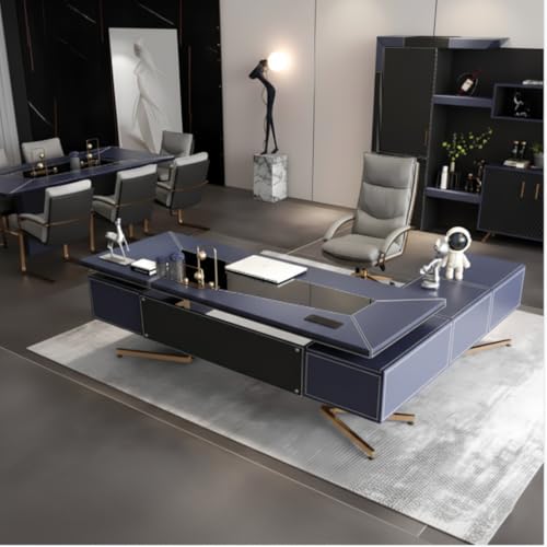 Image of Lakdi The Furniture Co Luxury Director's L-Shape Office Table and Premium Executive Desk with Integrated Drawers, CPU Storage & Reversible Orientation - LDL-706