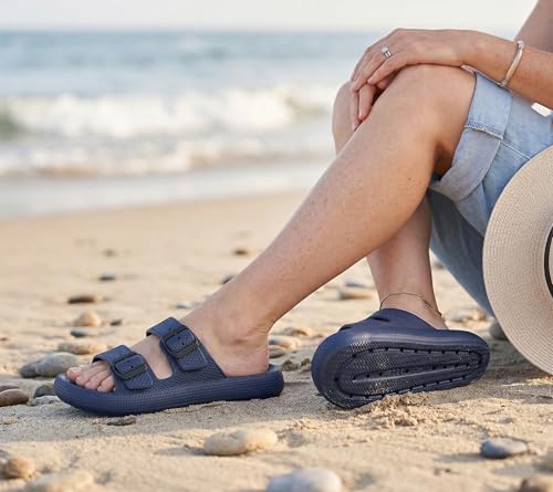 Image of BenSorts Pillow Sandals for Women Men Thick Sole Adjustable Buckles EVA
