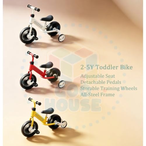 Image of MUMMAMIA 3 in 1 Kids Tricycle, Converts to Balance Bike, 10 Inch Toddler Tricycle, & Bicycle;18 Months to 4 Years - White