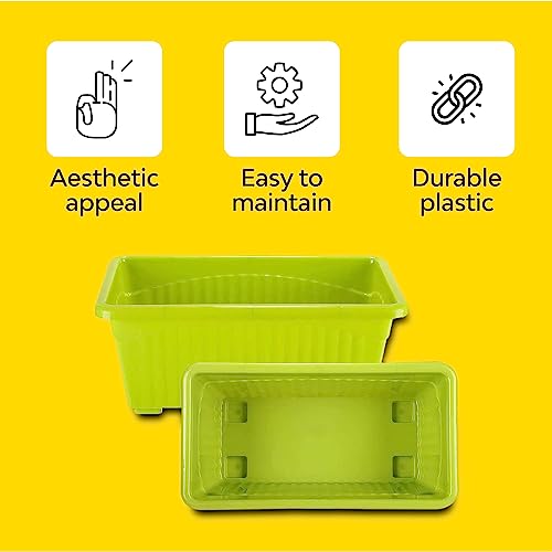 Kraft Seeds Plastic Window Planters (1 Pc, 13 Inch, Green) | Planting Pots for Home Plants | Flower Planters for Home Gardening | Floor Pots for Lawns and Gardens | Flower Plant Pots for Home Balcony