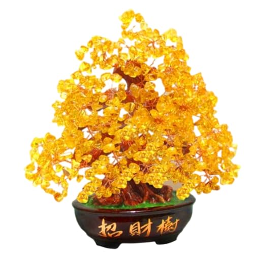Arbre en améthyste jaune avec socle cœur en cristal pour cadeau idéal