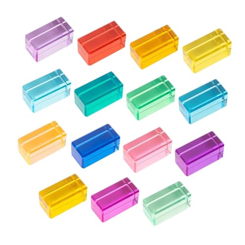 SZLIFE Set di blocchi da costruzione arcobaleno, cubi acrilici trasparenti, giocattolo impilabile per l'allenamento motorio fine, per la scuola, 15 Pz