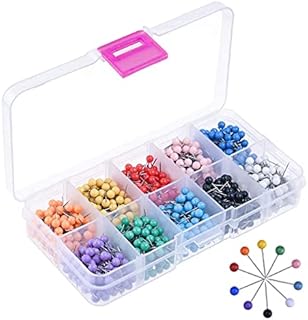 HQdeal 500Pcs Colorful Map Push Pins, Decorative Drawing Pins, Plastic Round Head Tacks with Steel Points, Metal Thumb Tacks, Office School Supplies for Cork Board, Bulletin Board, 1/8 Inch, 10 Colors