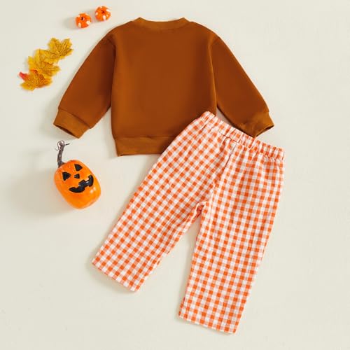 Halloween Baby Clothes Toddler Girl Pumpkin Outfits Pullover Shirt Sweatshirt Plaid Pants Christmas Clothes4