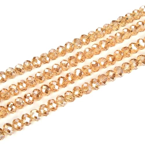 Image of 140pcs Czech Faceted Rondelle Crystal Glass Beads 8mm Bulk Golden Shadow