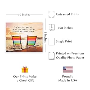 Answer May Not Be At Beach- Inspirational Ocean Themed Wall Art Decor, Funny Beach Life-Sand & Sea Picture Print Coastal Decor for Home Decor, Office Decor & Beach House Decor. Unframed-10x8" Answer May Not Be At Beach Inspirational Ocean Themed Wall Art Decor Funny Beach Life Sand Sea Picture Print Coastal Decor for Home Decor Office Decor Beach House Decor Unframed 10×8