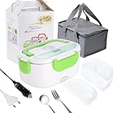 【Fiambrera Electrica 60 W】 Diseño de calentamiento único, brinda temperatura uniforme y alimentos suaves. 60 W de alta potencia, calienta los alimentos más rápido. Te permite disfrutar de deliciosa comida lo antes posible.Instrucciones para cinco países ( Reino Unido / Alemania / Francia / Italia / España )