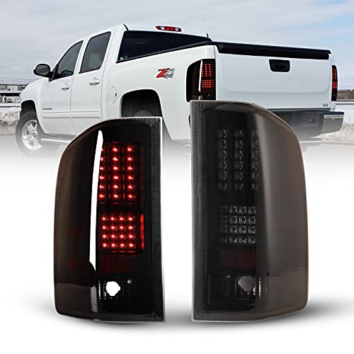 WOLFSTORM LED Tail Lights Assembly Compatible for 2007-2013 Chevy Silverado 1500, 07-13 Chevy Silverado 2500HD/3500HD and Only 2007-2014 GMC Sierra 3500HD Dually Tail Lights Replacement(Smoke Lens)
