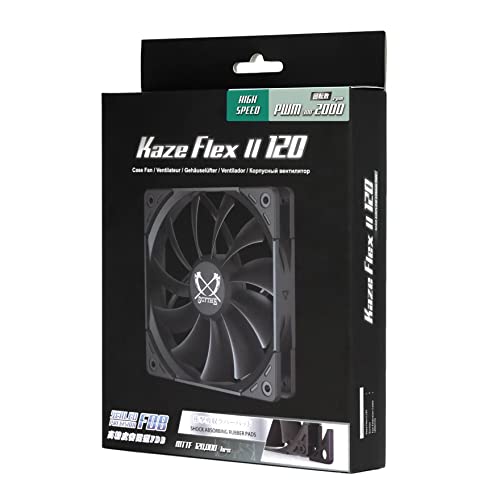 Image of Scythe Kaze Flex II 120 PWN, 120mm x 25mm Air Flow Optimized Quiet Operating Computer Case Fan, Fluid Dynamic Bearing, 4-Pin Connector, Single Pack (Peformance Edition - 2000 RPM)
