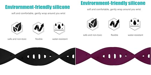 Image of ACM Pack of 2 Watch Strap Silicone Belt 22mm compatible with Beatxp Unbound Neo Smartwatch Casual Classic Band (Black /Purple)
