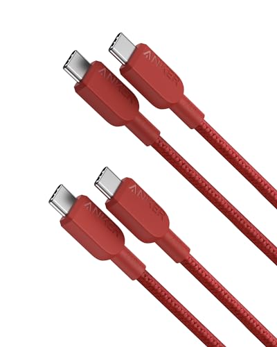Image of Anker USB C to USB C Cable (2Pack, 3FT),240W Type-C Fast Charging Cord for iPhone 17 /16 Series,MacBook Pro 2020,iPad Air 4 and More (Red)