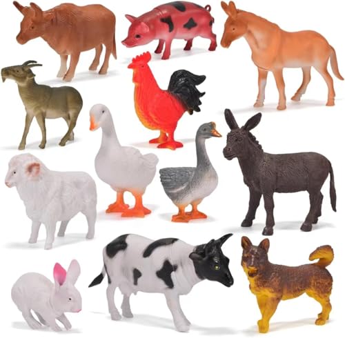 Zcpotizi 12 Pack Large Farm Animals Toys for Kids 3-5 Year Old Toddlers 1-3 Educational Realistic...