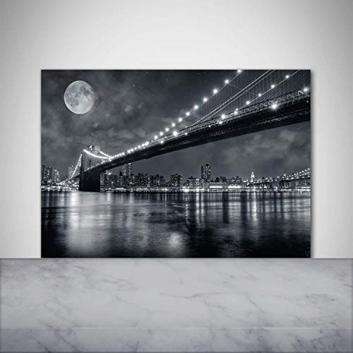 Splashback guard en verre noir et blanc 100x70cm pont de Brooklyn - 2