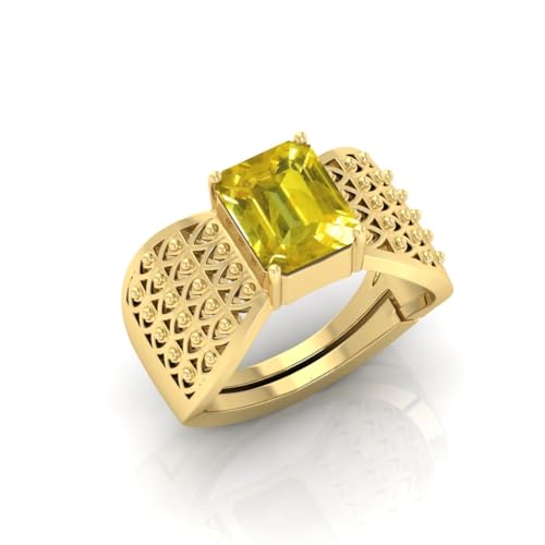 Bague saphir jaune saphir véritable AA++ de qualité supérieure et ajustable