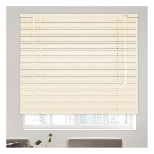 Persiana Veneciana de Aluminio de Interior, 60 70 80 100 115 120 140 155cm, Persianas Venecianas y Estores Enrollables para Ventanas, Fácil instalación en Pared y Techo(Creamy White)