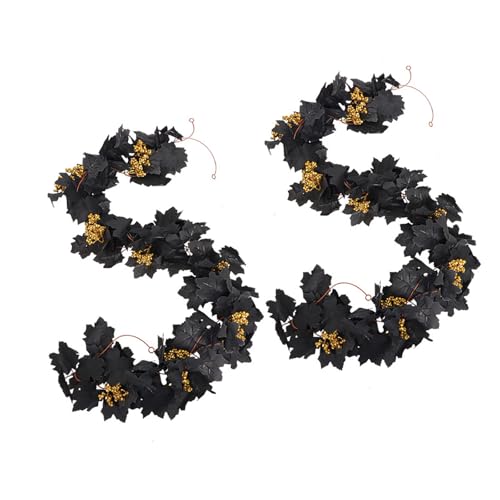 Set Of 2 Realistic Artificial Maples Leaves Garlands Sturdy Weather Resistant Seasonal Home Office Decoration Weather Proof Silk Leaves Garlands