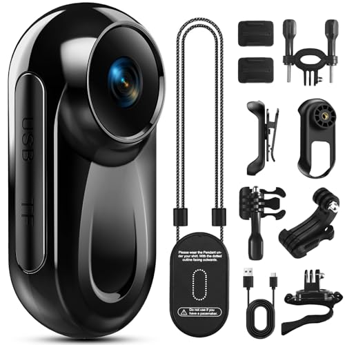Mini Body Camera 1080P, 512G Thumb Vlogging Cam Hands-Free Recording, Action Camera with 360°...