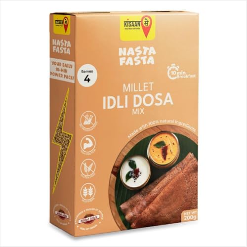 Image of KisaanSay Millet Idli /Dosa Mix 200gm Ready to Cook, Healthy Breakfast, Gluten-Free, High Protein & Fibre, Dosa batter (200gm)
