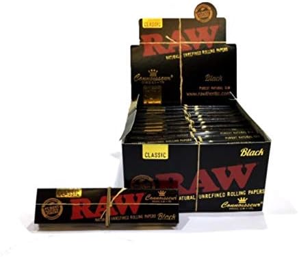 RAW Black Classic Connoisseur(King Size Slim Rolling Papers + Tips) Multibuy Full box 24 Booklets