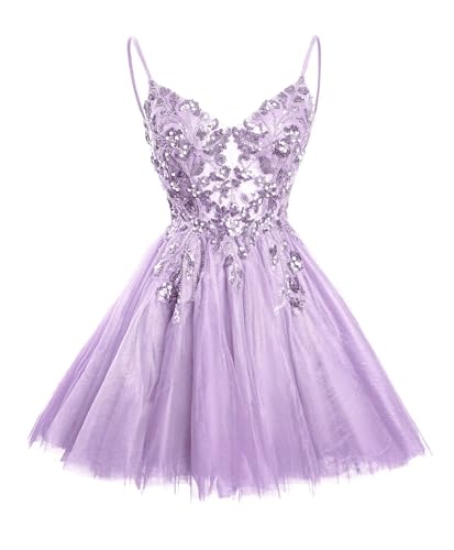 Sparkly Sequin Tulle Homecoming Dresses for Teens Spaghetti Straps Glitter DAMA Dress for Quinceanera Short Prom Gown