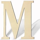 17 Inch Unfinished Wood Letter for Wall Decor, Paintable Thick Wooden Letter for DIY Craft Projects, Blank Wood Alphabet Letter for Birthday, Parties, Wedding, Christmas Home Decoration (Letter M)