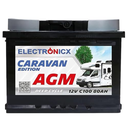 Batteria AGM 12v 80Ah Electronicx Caravan Edition V2 solare accumulatore