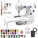 Tragbare Mini Nähmaschine mit Dual-Speed, Ausziehtisch und Fußpedal, Elektrische reisenähmaschine für Anfänger, Komplettes Nähzubehör-Set, Ideal für Reisen, Kleidung, Kissenbezüge & Heimgebrauch