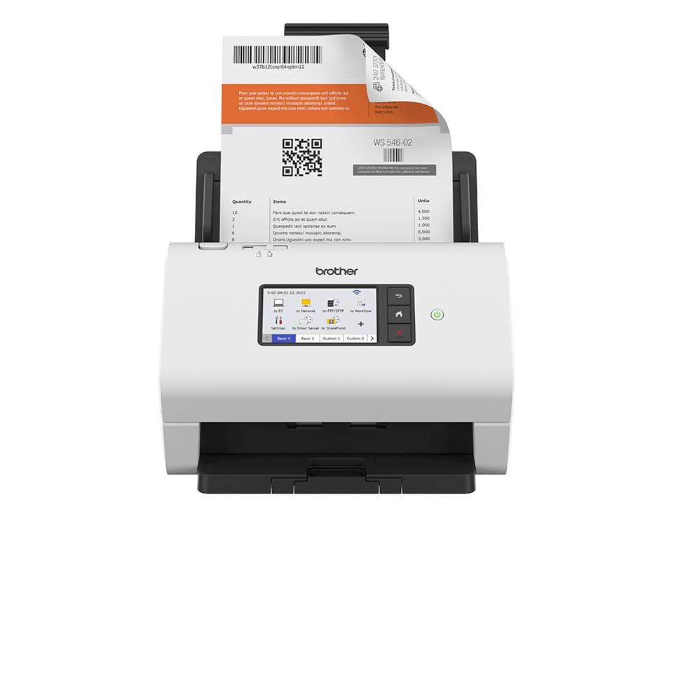 Brother ADS-4900W Escáner Inalámbrico de Documentos - WiFi, ADF de 100 hojas, USB 3.0, Pantalla táctil de 10,9 cm