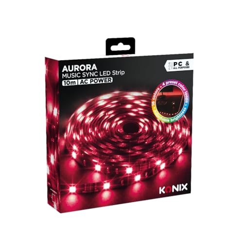 Konix Banda LED gaming Aurora 10 m - 16 colores - Sincronización musical - Flexibilidad 180° - ...