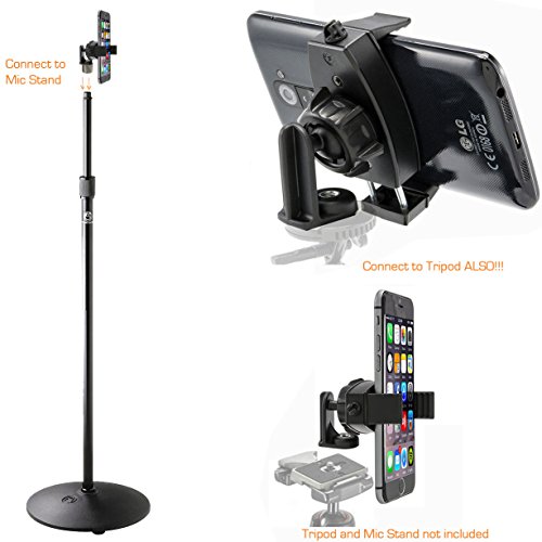 Chargercity 360° Swivel Adjust Smartphone Holder With 5/8" Tripod Microphone Stand Adapter For All Smartphone Up To 3.6 Inch Wide (Iphone 12 13 14 Galaxy S23 S22 Fold Flip) #TOP1