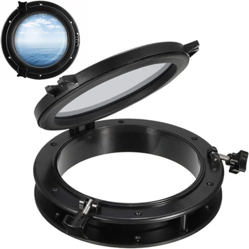LEWITORS 21 cm Marine Bullauge Fenster Runde Schwarze Runde Bullaugen Kunststoffluken Wohnwagen Fenster Hafenlichter ÖFfnungsfenster 8 Marine für Boot Yacht Ersatzboot Zubehör SFPP1-01 SFPP2-01