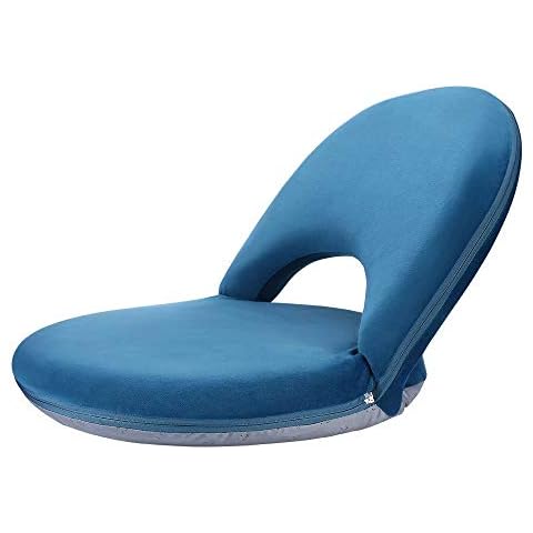 Nnewvante Floor Chair Adjustable Back Support Chair Foldable Meditation Seating Suede-Like Fabric Multiangle Cushioned Recliner for Adults Kids Video-Gaming Reading Watching, Navy Cover