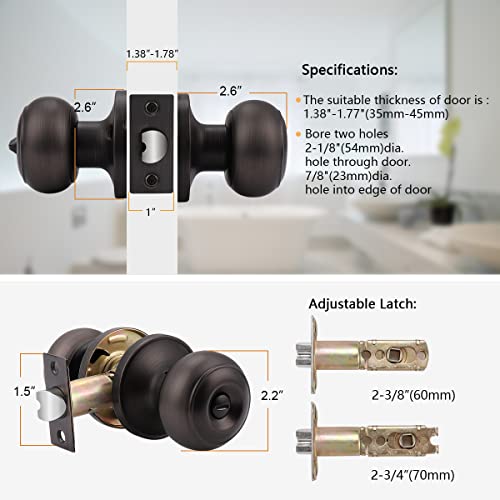 Probrico Privacy Bed And Bath Handle Leverset Oil Rubbed Bronze Door Knobs Keyless Handle Lockset 3 Pack #TOP4