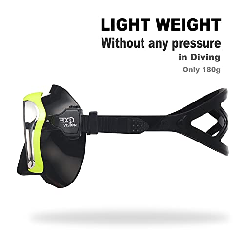 EXP VISION Adult Scuba Diving Mask, Anti-Fog Dive Mask, Anti-Leak Tempered Glass Swim Goggles with Nose Cover, Professional Snorkeling Gear for Snorkeling Freediving Swimming Spearfishing