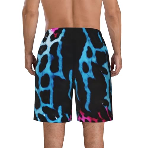 Men's Swim Trunks Blue Leopard Quick Dry Board Shorts Mens Bathing Suit Beach Swimwear with Pockets3