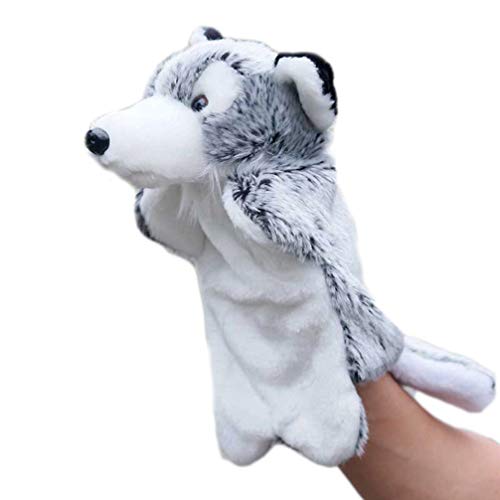 NUOBESTY Pupazzo a Mano Lupo Peluche Realistico Guanto Lupo Pupazzo Puntelli Mano Animale Burattino a Mano Lupo Gioco di Ruolo Giocattolo per Bambini Bambini