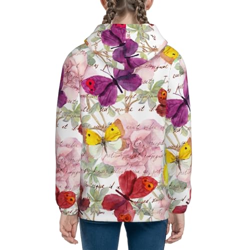 Butterflies and Vintage Kids Pullover Hoodies Boys Sweatshirts Girls Athletic Clothes with Pocket4